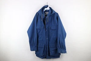 Vintage 80s 90s REI Mens XL Distressed Full Zip Hooded Parka Jacket Blue USA - Picture 1 of 20