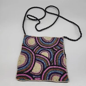 Made In India Vintage Beaded Purse Shoulder Handbag 7x7" - Picture 1 of 7