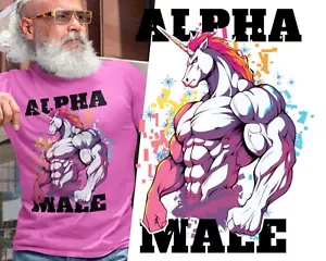 Lustiges Alpha männliches Einhorn T-Shirt Sigma männlicher Kerl Witz Fitnessausrüstung Geschenk Shirt für ihn - Bild 1 von 16