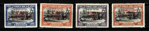 COSTA RICA, SCOTT # C220-C223, SET OF 4 MNH OVERPRINTED SURCHARGED 1953 COLUMBUS Cover