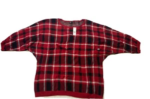 NWT New York & Company SOHO Jeans Women’s Red Plaid Sweater Size XL 3/4 Sleeves - Picture 1 of 7
