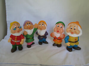 5 Disney Snow White Seven Dwarfs Plastic Vinyl Squeaky Toy Figures Hong Kong
