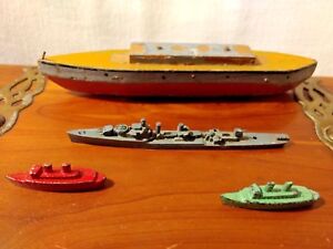 US Destroyer Porter Class Miniature Ships Vintage, Metal, Wood Lot of (4) Toys