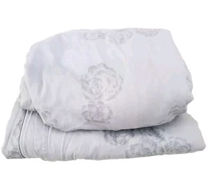 Vera Wang Designer QUEEN FLAT & FITTED Sheets Set 100% Cotton Blue Gray Floral - Picture 1 of 6