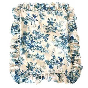Vintage Cottage Core Shabby Chic Blue Rose Floral Set Of Shams & Pillowcases - Picture 1 of 3