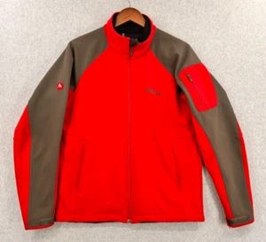 Murmeltierjacke Herren mittelrot grau weiche Schale durchgehender Reißverschluss Stretch Outdoor Logo - Bild 1 von 17