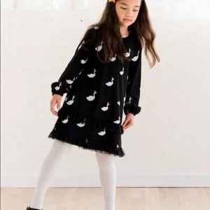 Hanna Andersson Swan Princess Tulle Dress with Ruffle Trim Size 150cm US 12 HTF - Picture 1 of 11