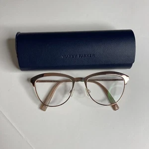 Monturas de gafas Warby Parker Blair oro rosa 55-18-145 redondeadas ojo de gato únicas - Imagen 1 de 15