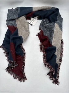 NEW! Collection Eighteen Navy Mosaic The Runway Wrap MSRP $48 Fringe Blanket - Picture 1 of 5