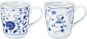Snoopy Indigo Arabesque Paar Becher 2er Set Indigo Farbe Japanischer Stil Muster Neu - Bild 1 von 6