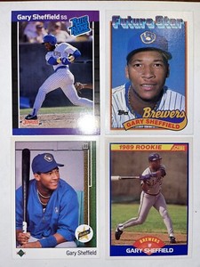 Gary Sheffield RC Lot Of 4 Brewers 1989 Upper Deck 13, Score 625, Donruss Topps