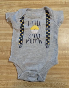 Wonder Nation Baby Boy Newborn Cotton Blend Gray Little Stud Muffin Bodysuit - Picture 1 of 1