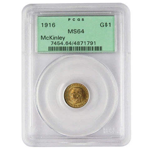 1916 $1 American Gold Mckinley Commemorative Dollar PCGS MS64 Cover