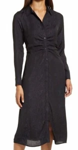 $99 HALOGEN GOTH MARBLEIZED BLACK PAISLEY-esque BUTTON DOWN LONG SHIRT-DRESS - Picture 1 of 20