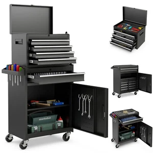 IRONMAX 2 in 1 Utility Rolling Tool Organize Cabinet Box Tool Chest Drawer Black - Picture 1 of 8