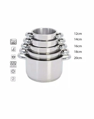 Set 5 Pentole 2 Manici Blumenthal Bavaria Acciaio Inox Triplo Fondo Induzione - Immagine 1 di 4
