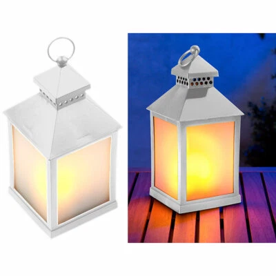 Lunartec LED-Laterne mit realistischem Flammenspiel und Timer, weiß - Bild 1 von 4