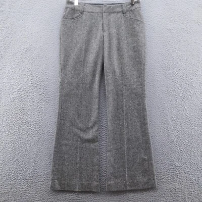 Club Monaco Womens Wide Leg Tweed Trousers 8 Brown Wool Silk Blend Mid Rise - Image 1 of 4
