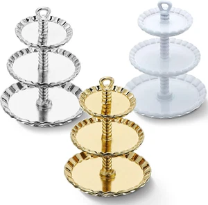 3 Pieces 1/12 Dollhouse Decor Accessories, Miniature 3-Tier Cupcake Stand Alloy - Picture 1 of 12
