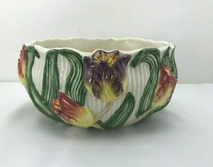 VINTAGE FITZ & FLOYD TULIP SWAN PATTERN BOWL ANTIQUE COLLECTIBLE~ 4" T X 7.5" W - Picture 1 of 12