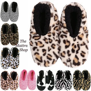 ~❤️~SNUGGUPS Womens Leopard SPLOSHIES Slippers Velvet Fluffy Mum Birthday Gift - Picture 1 of 36