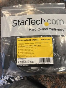 STARTECH MINI DISPLAYPORT TO DVI-D 6' MALE TO MALE CABLE MDP2DVIMM6 NEW 6’ New - Picture 1 of 4
