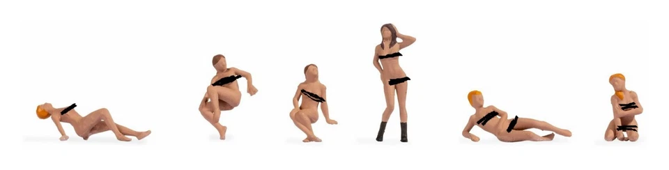 1/87 NOCH 15949 H0 6 Nude Female Art Models - Pre Painted