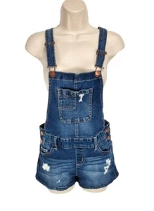 JUST ICE Blue Overall Short Romper Jumpsuit Kid Girl Size 14 Spaghetti Strap - Picture 1 of 6