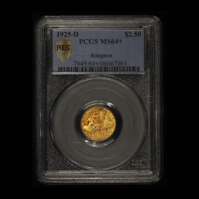 1925-D $2.5 Gold Indian Head Quarter Eagle PCGS MS 64+ - Free Shipping USA - Image 1 of 3