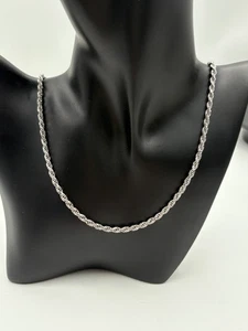 STERLING SILVER 925 ITALY 24" ROPE CHAIN NECKLACE 3.4mm wide 20.5g - Picture 1 of 9