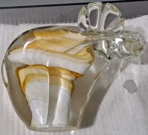 Vintage mundgeblasen Kunst Glas Briefbeschwerer verwirbelt Murano Stil Elch Glas Figur - Bild 1 von 8