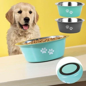 Alimentador de comida y agua con fondo antideslizante de acero inoxidable para mascotas perros 29 oz - Imagen 1 de 12