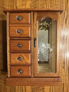Vintage MELE Jewelry Armoire, 9 X 12 X 4 Inches 5-drawer With Necklace Roulette - Picture 1 of 9