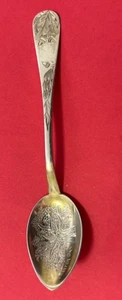 Charter Oak Tree schöne Sterling Silber 7,5 g 4 1/8" Gold gewaschen Schüssel Löffel - Bild 1 von 7