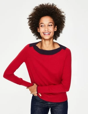 Boden Louisa Red Wool Blend Maritime Sweater Jumper Boat Neck Size Medium - Image 1 of 4
