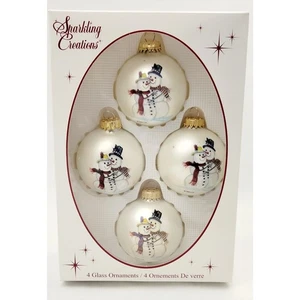 Sparkling Creations 2,5" Schneemann Glaskugel Ornamente Box von 4, Made in USA - Bild 1 von 2