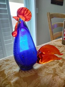 ART GLASS CHICKEN.MURANO STYLE PAPERWEIGHT.HAND BLOWN - Picture 1 of 9