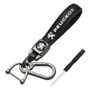 For Peugeot Luxury Leather Keychain Keyring Logo Car Key Ring - Picture 1 of 6