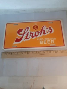 Stroh's Fire Brewed Beer Plastic License Plate - Picture 1 of 2