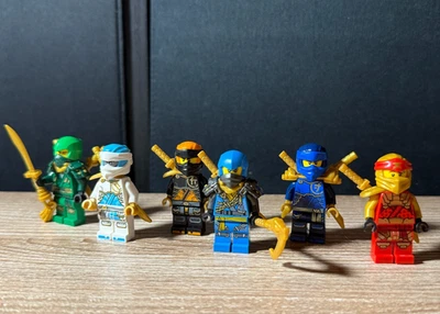 LEGO NINJAGO Cole Jay Kai Zane Minifigure LOT OF 6 w ACCESSORIES Great Condition - Image 1 of 4