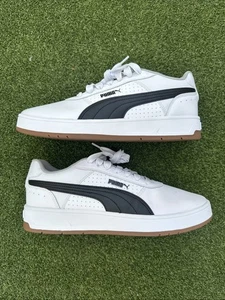 Puma Hombres Court Ravine Clásico Blanco/Negro Cuero Zapatilla 399087-03 Talla 10 Nuevo - Imagen 1 de 5