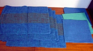 4 Dansk Designs Woven Linen Placemats & 3 Napkins MCM Turquoise 17.5x13” - Picture 1 of 5