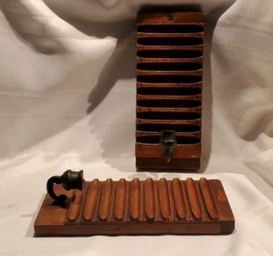 Set Antique Wooden Cigar Mold 10 Slot Primitive Rustic Candle Holders - Picture 1 of 7