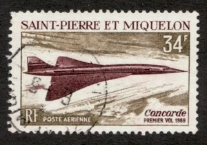 1969 St-Pierre et Miquelon Sc# C40 Air Mail - 34F Concorde Jet - Used Cv$11 - Picture 1 of 1