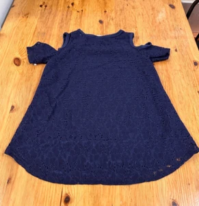 Btween Girls Top Lace Cold shoulder Blue Made USA size 12 - Picture 1 of 9