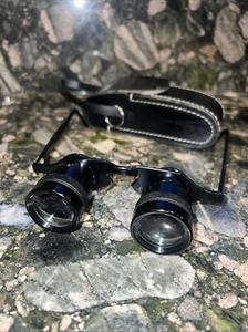 Vintage HANDS FREE Binoculars Opera Theater Glasses 2.8x28 Japan With Case WORK - Picture 1 of 12