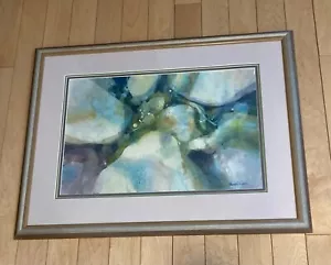 Quadro astratto acquerello vintage firmato Edward Minchin incorniciato - Foto 1 di 13