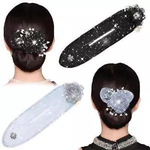 2PCS Hair Bun Maker Hand Embroidered Flowers Deft Bun Hair Twister Sparkly - Picture 1 of 7