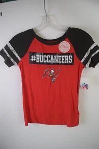 M Girls  NWT NFL TAMPA BAY BUCCANEERS logo with sparkles red shirt.  soft - Picture 1 of 3