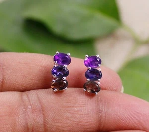 Silver Crawler Earring Multi Gemstone Solid 925 Silver Earring For Daughter - Picture 1 of 3